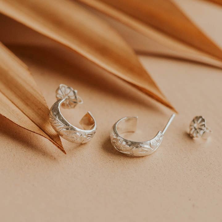 Hello Adorn - Wholesale Hoop Earrings - Baby Flora Hoops | 14kt Gold Fill + Sterling Silver5