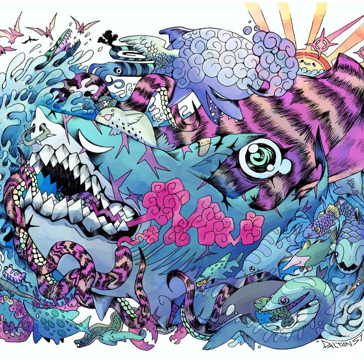 Epic Megalodon Sticker for wholesale by Dalton Doodles