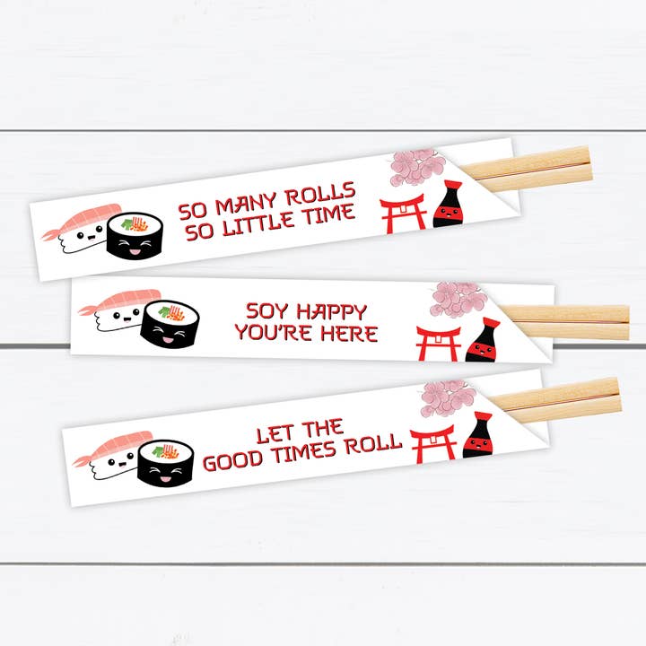 Personalized Chopstick Sleeve Holders for a Sushi Party or J for wholesale by La Design Boutique