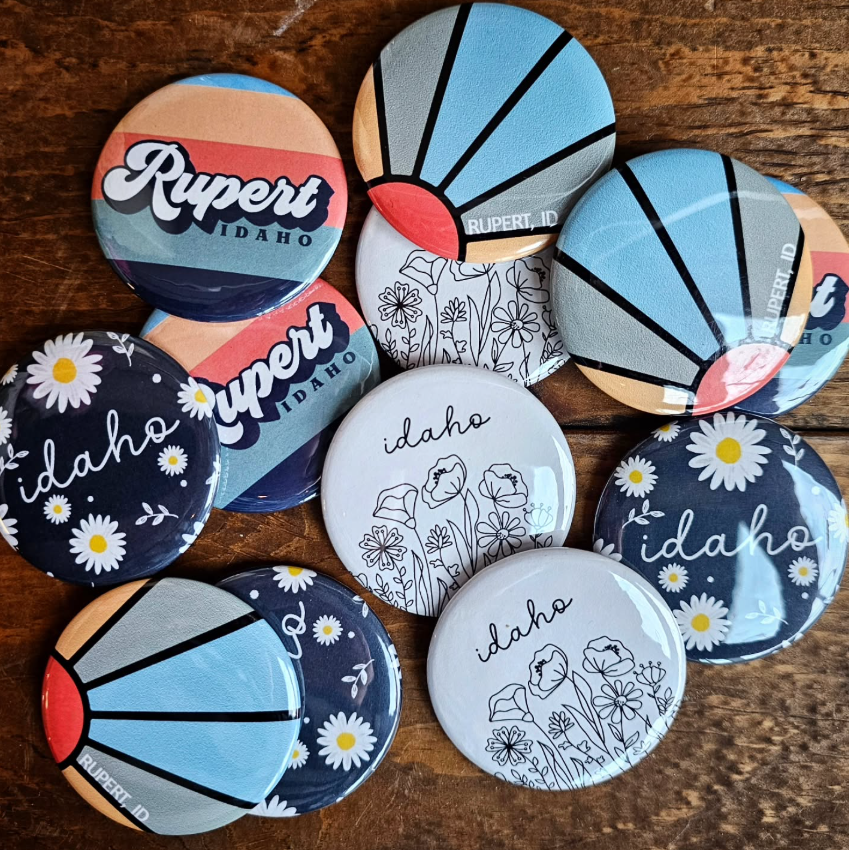 Mad River - Wholesale Magnet - 2.25 Custom Retro Button Magnet with your City/State Text.2