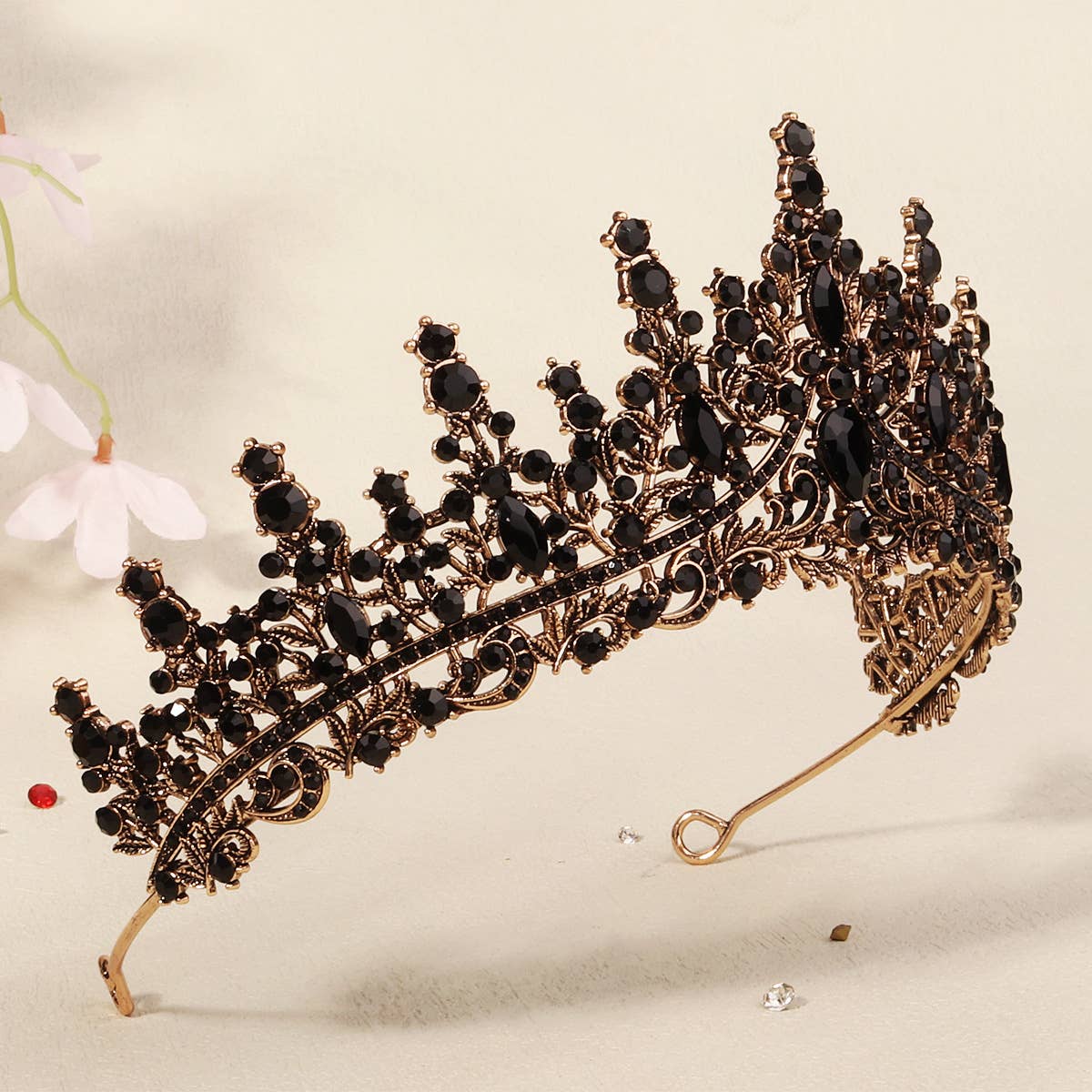 Tourtiwi - Wholesale Tiara - Women's - Obsidian Tiara Rhinestone Alloy Headdress Black Crown26