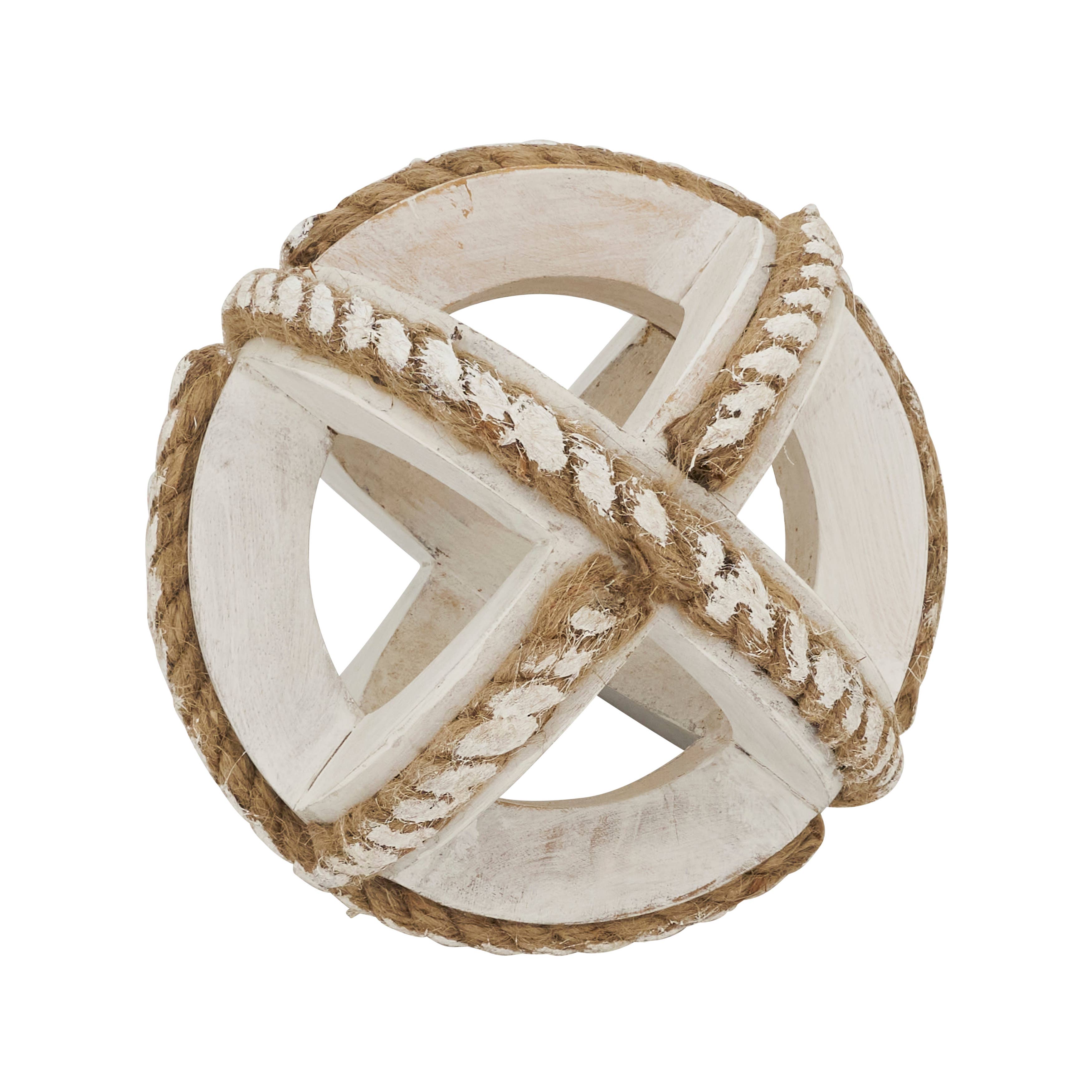Saro Lifestyle - Wholesale Decorative Tabletop Object - Natural Wooden Rope Decorative Orb14