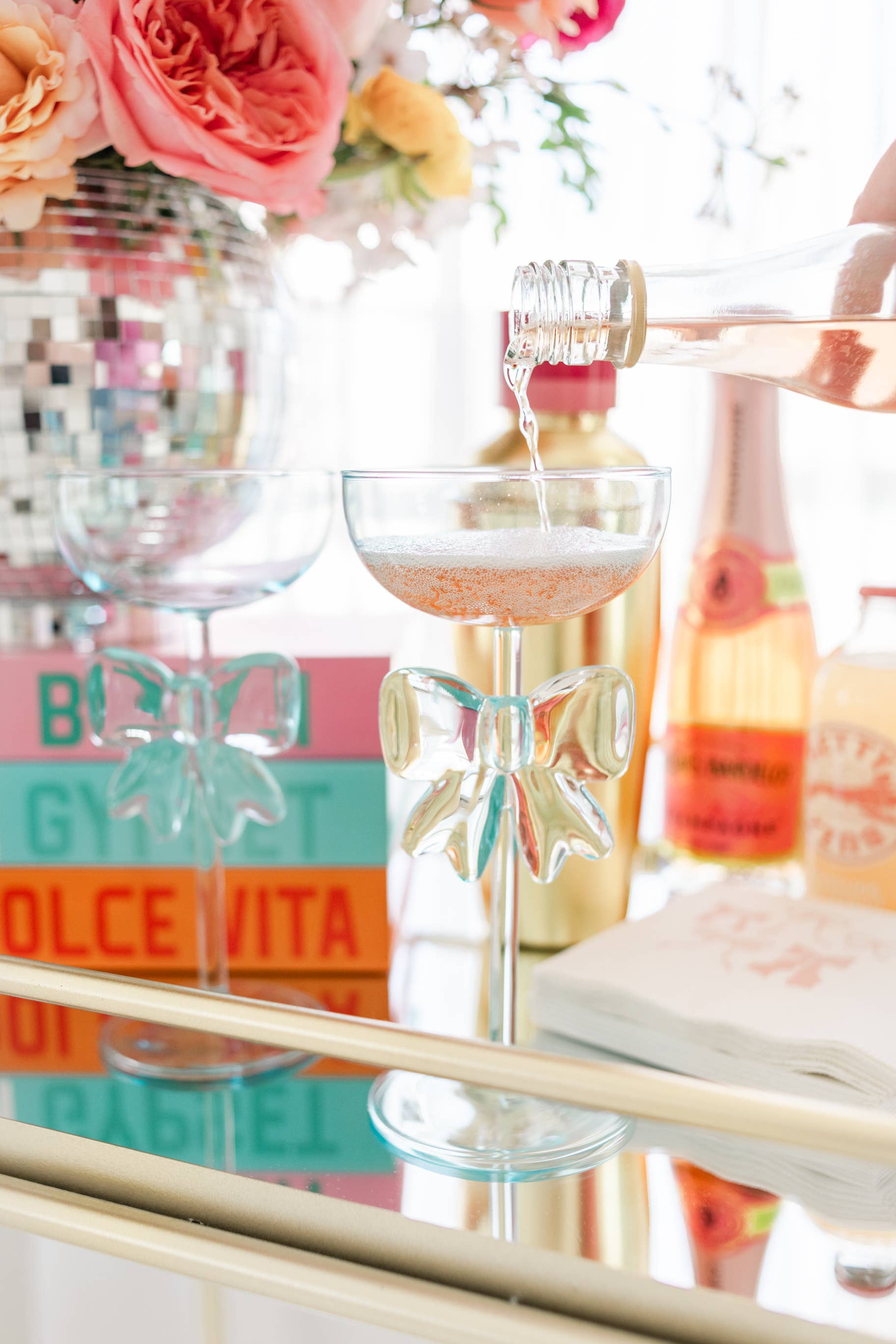 Rock Paper Scissors - Wholesale Wine Glass - Bow & Bubbly - Pink Coupe Wine Glass 7