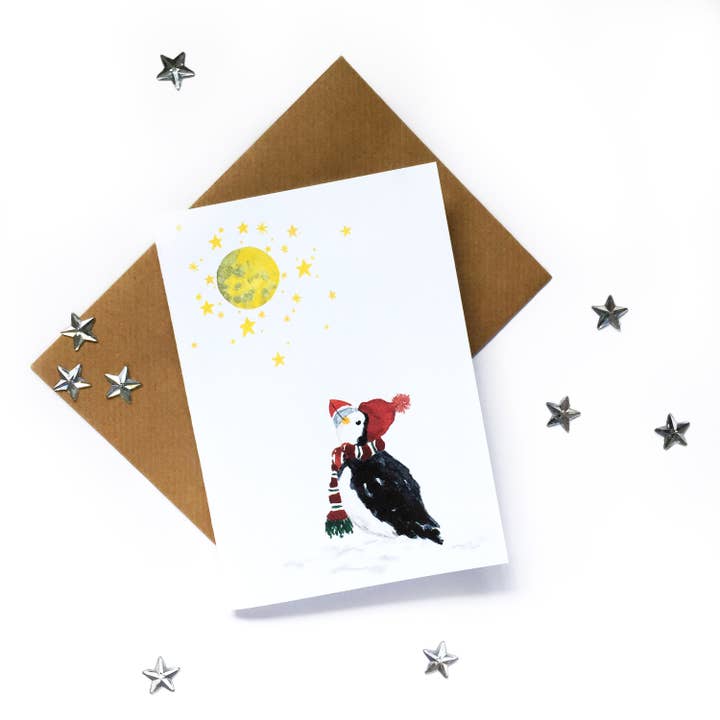 Puffin kerstkaart voor wholesale door ZoeLathamDesigns