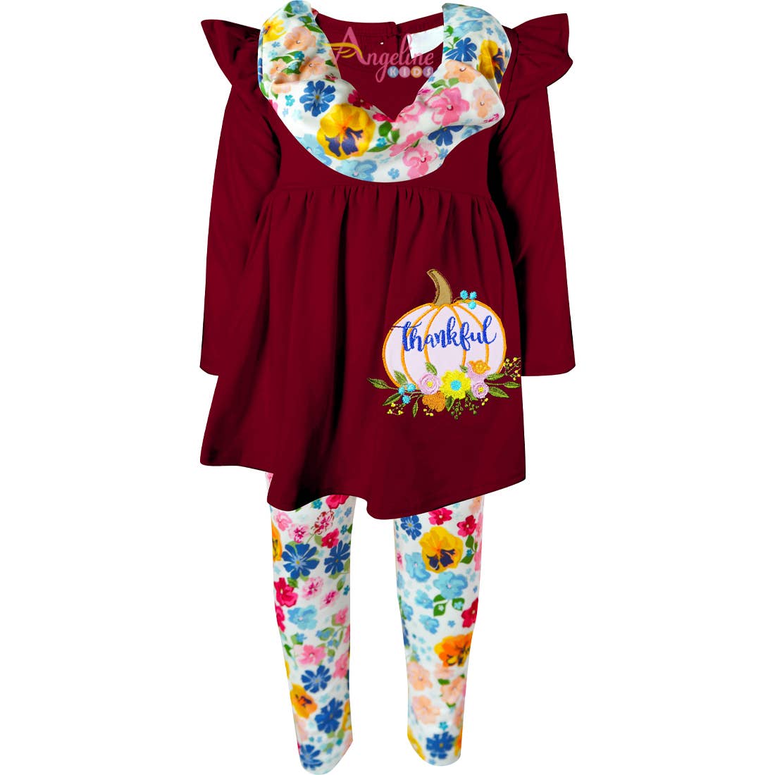 Angeline Kids - Wholesale Top & Pant Set - Kids - CLOSEOUT 40pcs Lot Fall Halloween Thanksgiving Scarf Outfit2