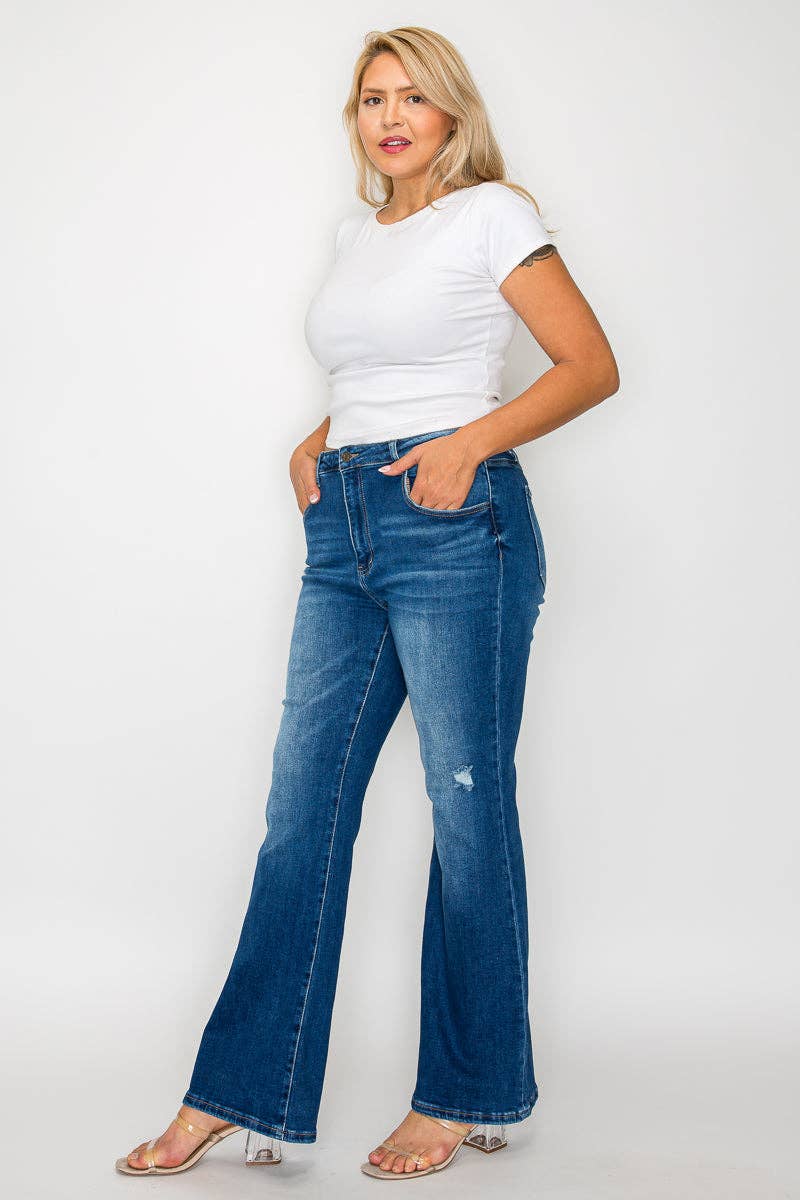 Blå PLUS SIZE HØJTALJET BOOT CUT BEN #BT5022X for engroshandel på Faire7