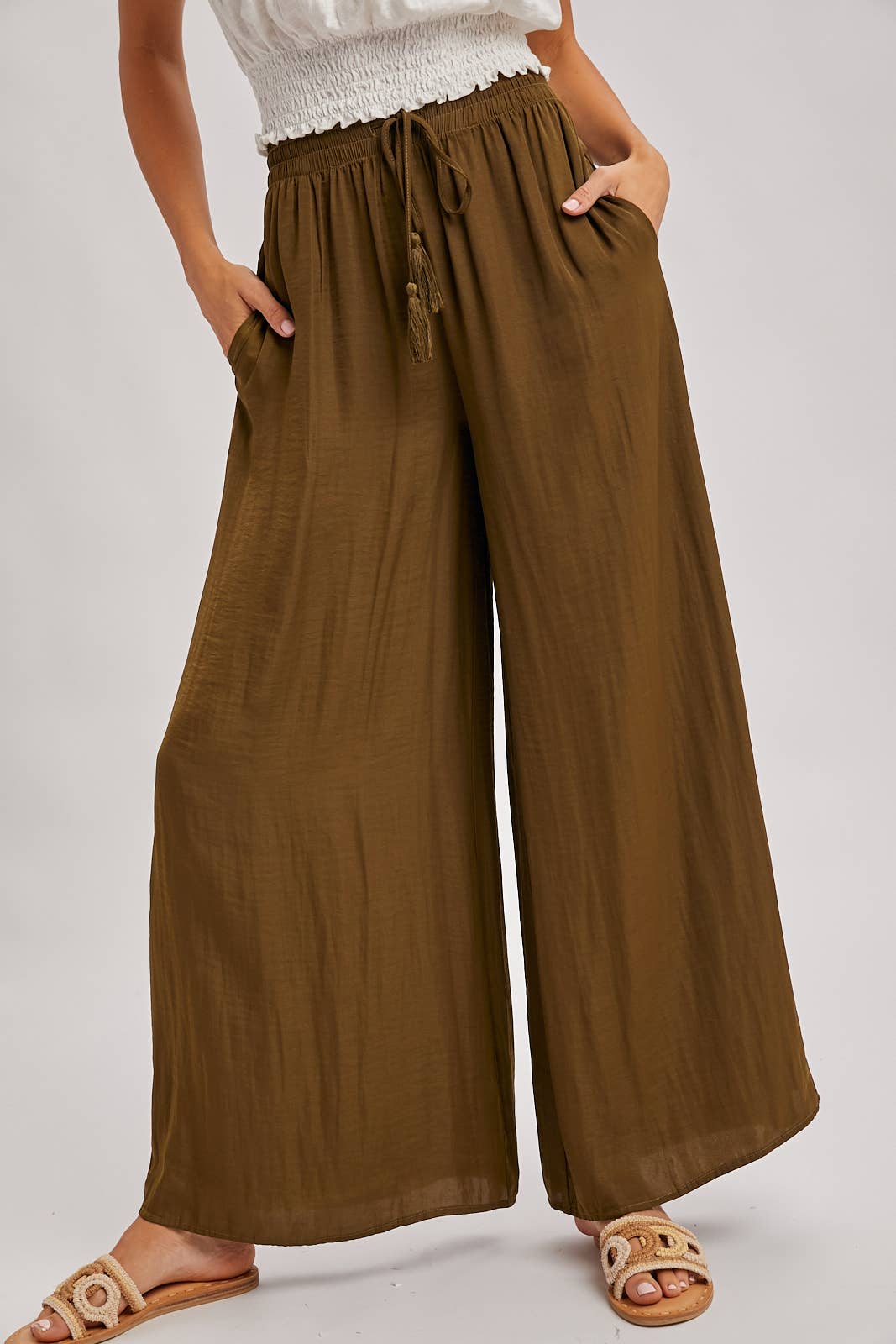 Bluivy - Wholesale Pants - Women's - SILKY PALAZZO WIDE LEG PANTS14