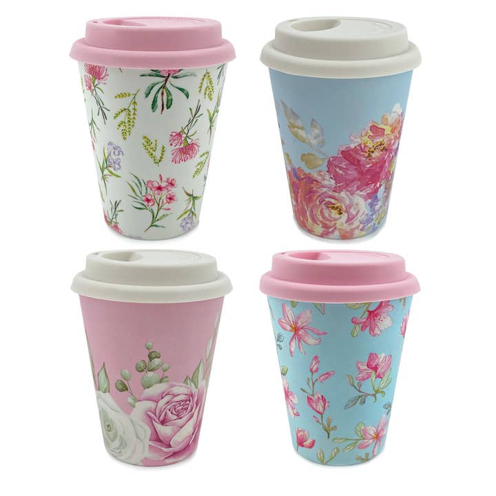 Magnolia Lounge - Wholesale Coffee/tea cup - Floral Reusable Bamboo Coffee Cup