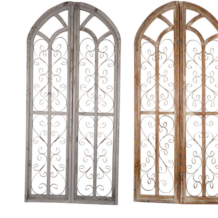 Saint Francis Wood Iron Shutters-27x60-Wall Decor Window for wholesale by My Amigos Imports