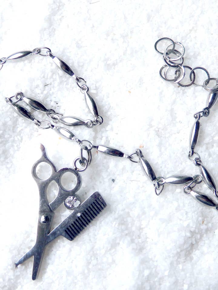 Hair Stylist Anklet Occupation Jewelry Scissor Comb Charm for wholesale by AnkletAllure