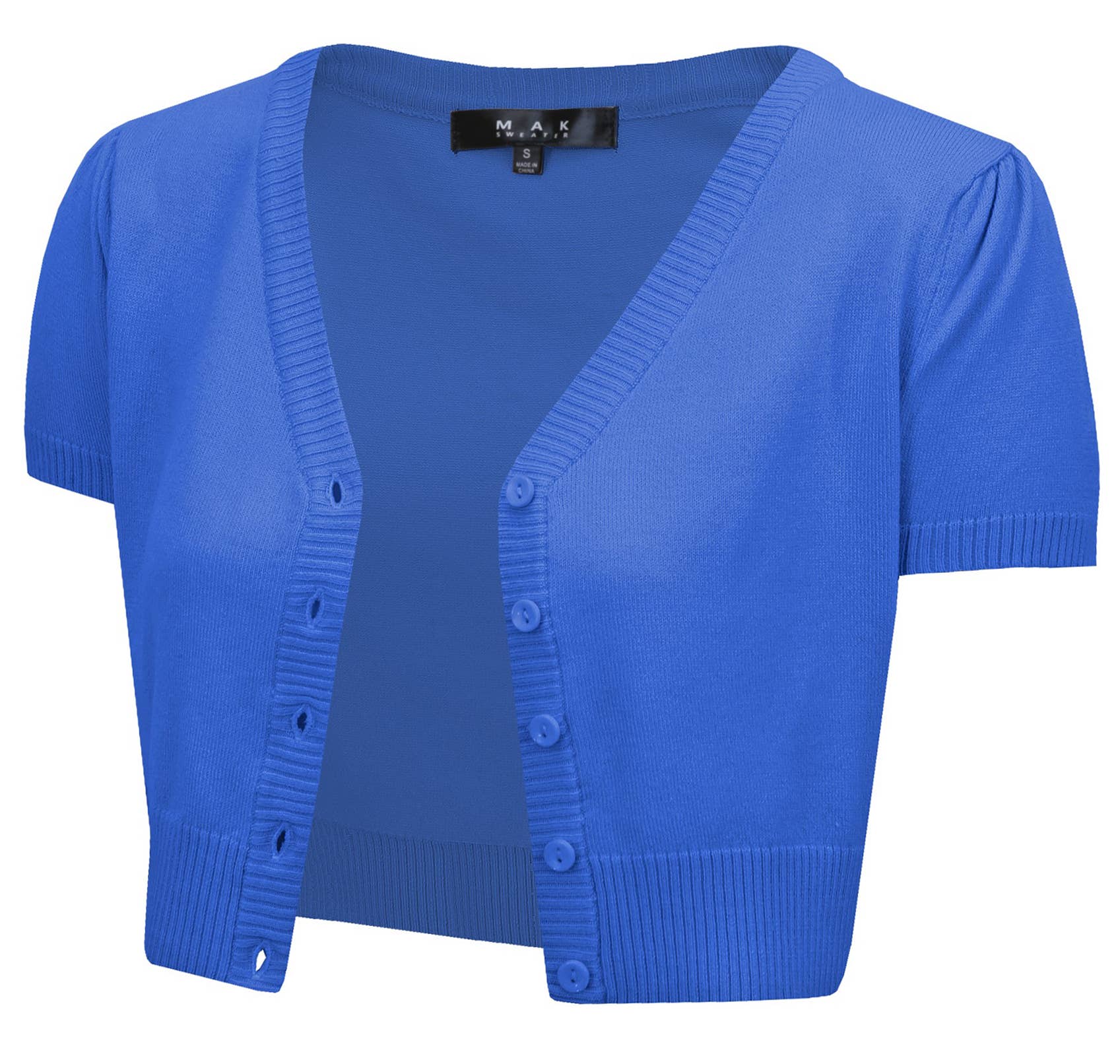 Mak - Vente Cardigan – femme - Cardigan boléro court à manches courtes bouffantes et col en V HB213757