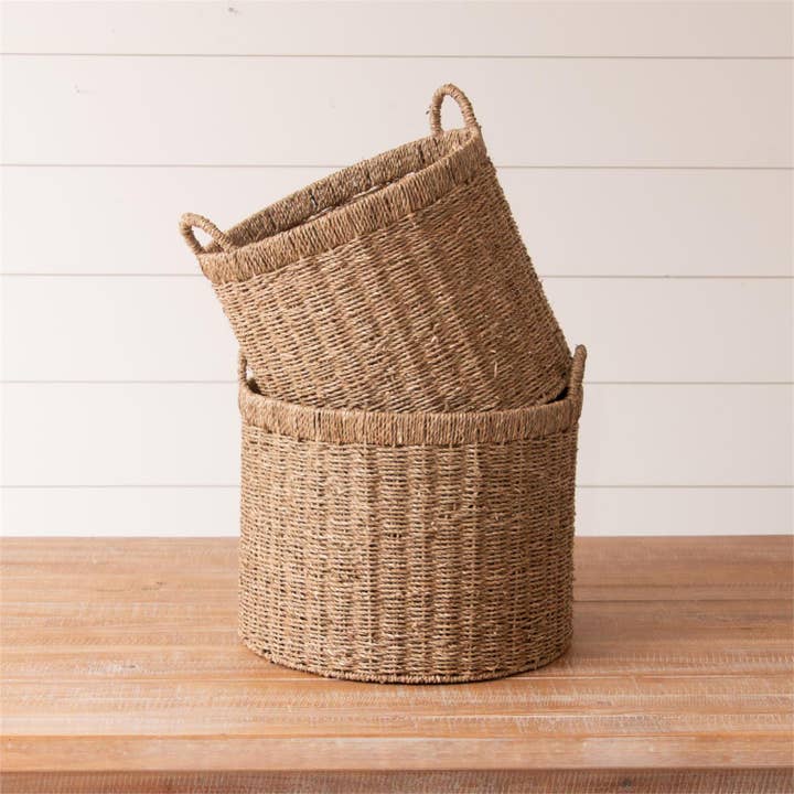 Audrey's Home & Gift - Vente Paniers - Paniers en Herbe de Mer - Ronds (Ensemble de 02)1