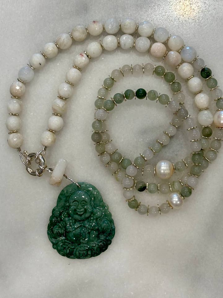 Pearly Moon (Gemstone Necklace) for wholesale by Meditate With Mala, LLC