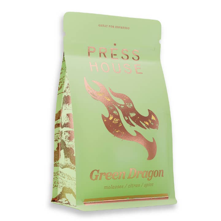 Grüner Drache—12oz Mittel-Dunkle Espresso-Mischung für den Großhandel von Press House Coffee