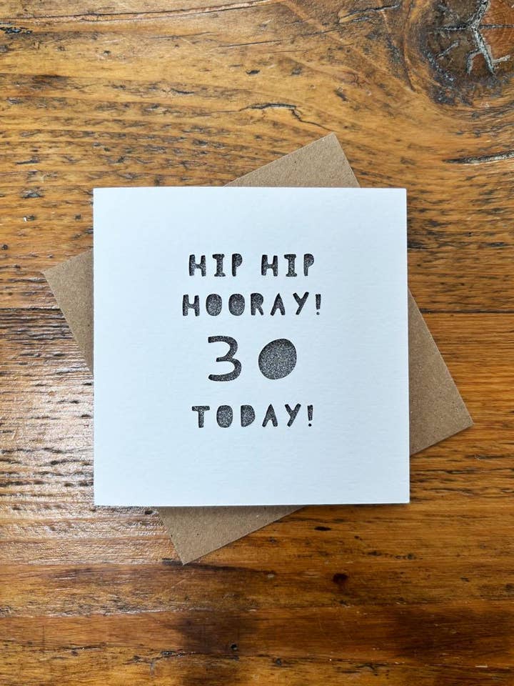 Milestone 30th Birthday 'Hip Hip Hooray' Paper Cut Card for wholesale by Laura M Designs