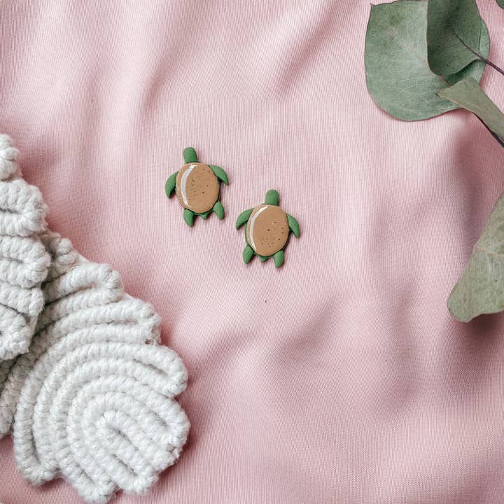 ClayWithA - Wholesale Stud/Post Earrings - Turtle Studs2