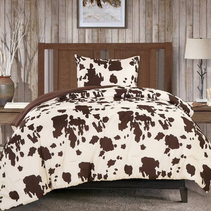 Linen Mart - Wholesale Bedding Set - Rustic Cowhide Brown Comforter Set - 3 Piece Set
