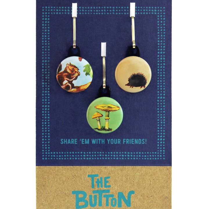 The Button Girl - Wholesale Purse/Bag Accessory - Kids - Three Zipper Pull Set -squirrel, Hedgehog, Mushroom1