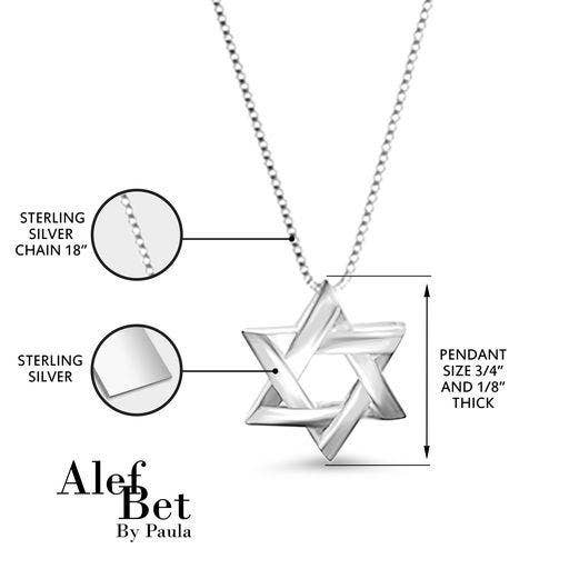 ALEF BET JEWELRY – Engroshandel Halskæde med vedhæng – Lineal jødiske stjerne af David halskæde til mænd