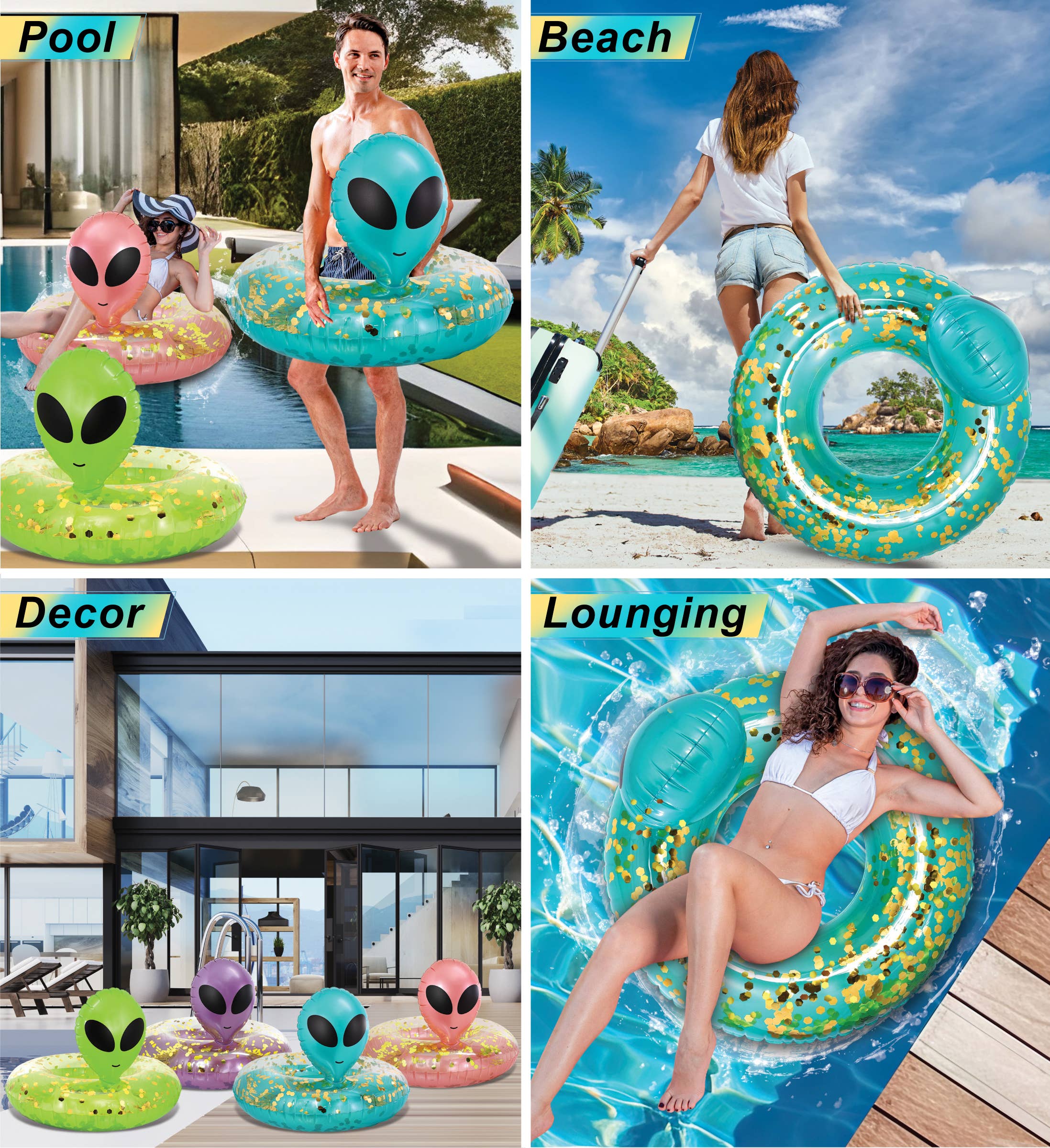 Cota Global - Wholesale Inflatables - POZA - ALIEN POOL TUBE - BLUE GOLD2