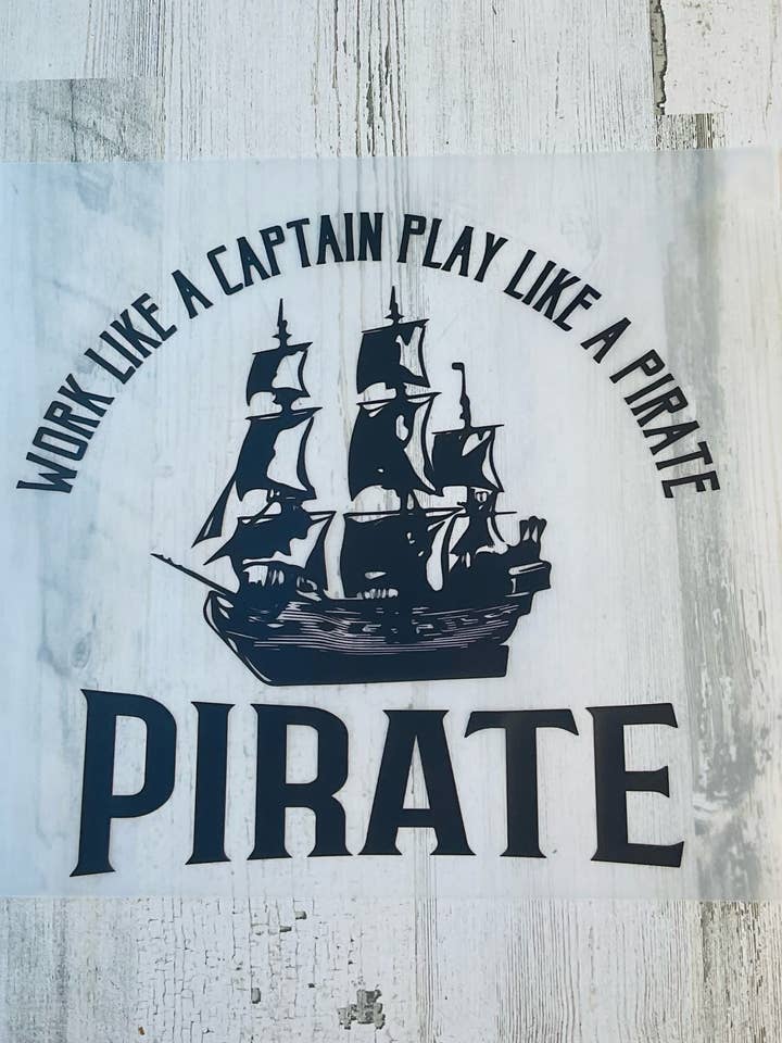 Pirate DTF Transfer on tee for wholesale by 2 Broke Girlz Boutique & Gifts