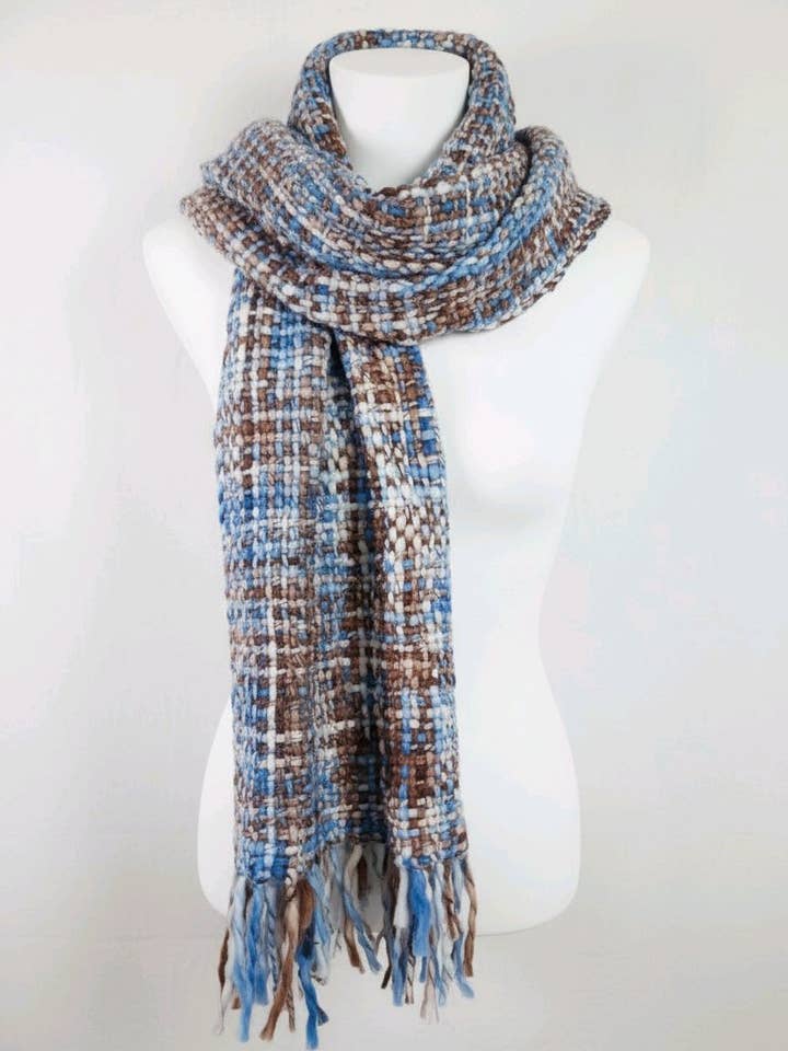Ladies Chunky Tweed Soft Winter Scarf - Pastel Blue for wholesale by Cool Trade Winds