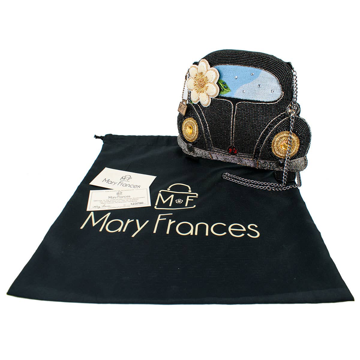 Mary Frances Accessories – bolsa tiracolo - Mulher por atacado – Na Estrada Carro Preto Flor Branca Mala a Tiracolo com Missangas6