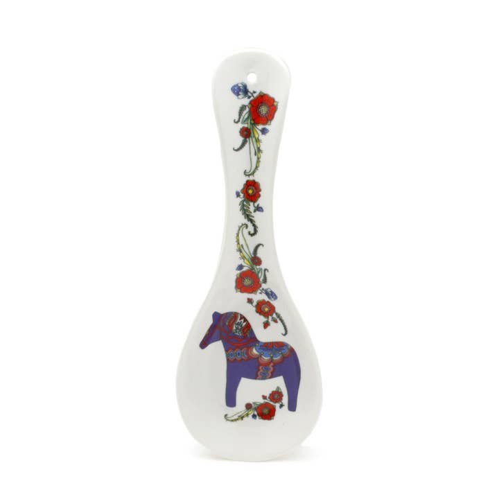 European Heritage Gifts - Wholesale Spoon Rest - Swedish Blue Dalarna Horse Ceramic Spoon Rest