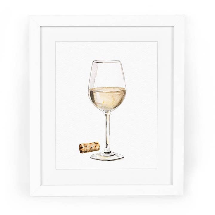 White Wine Watercolor Fine Art Giclee Print for wholesale by CharmCat