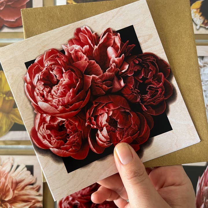 "Evanescent" Protea Wallflower Greeting Card for wholesale by Jenna Chartrand Coloured Pencil Fine Artist