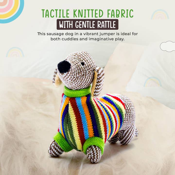 Best Years Ltd - Wholesale Handheld Rattle - Baby - Knitted Sausage Dog Baby Rattle