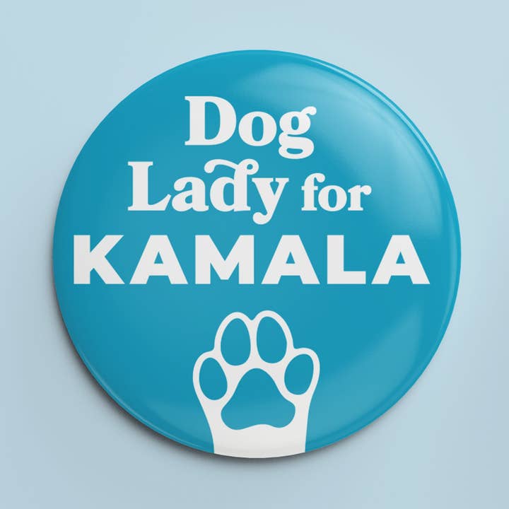 Dog Lady for Kamala - 1.25" Pin for wholesale by Spacepig Press
