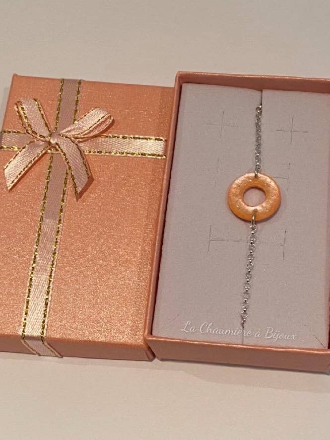 “Pearl pink donut” openwork bracelet for wholesale by La Chaumière à Bijoux