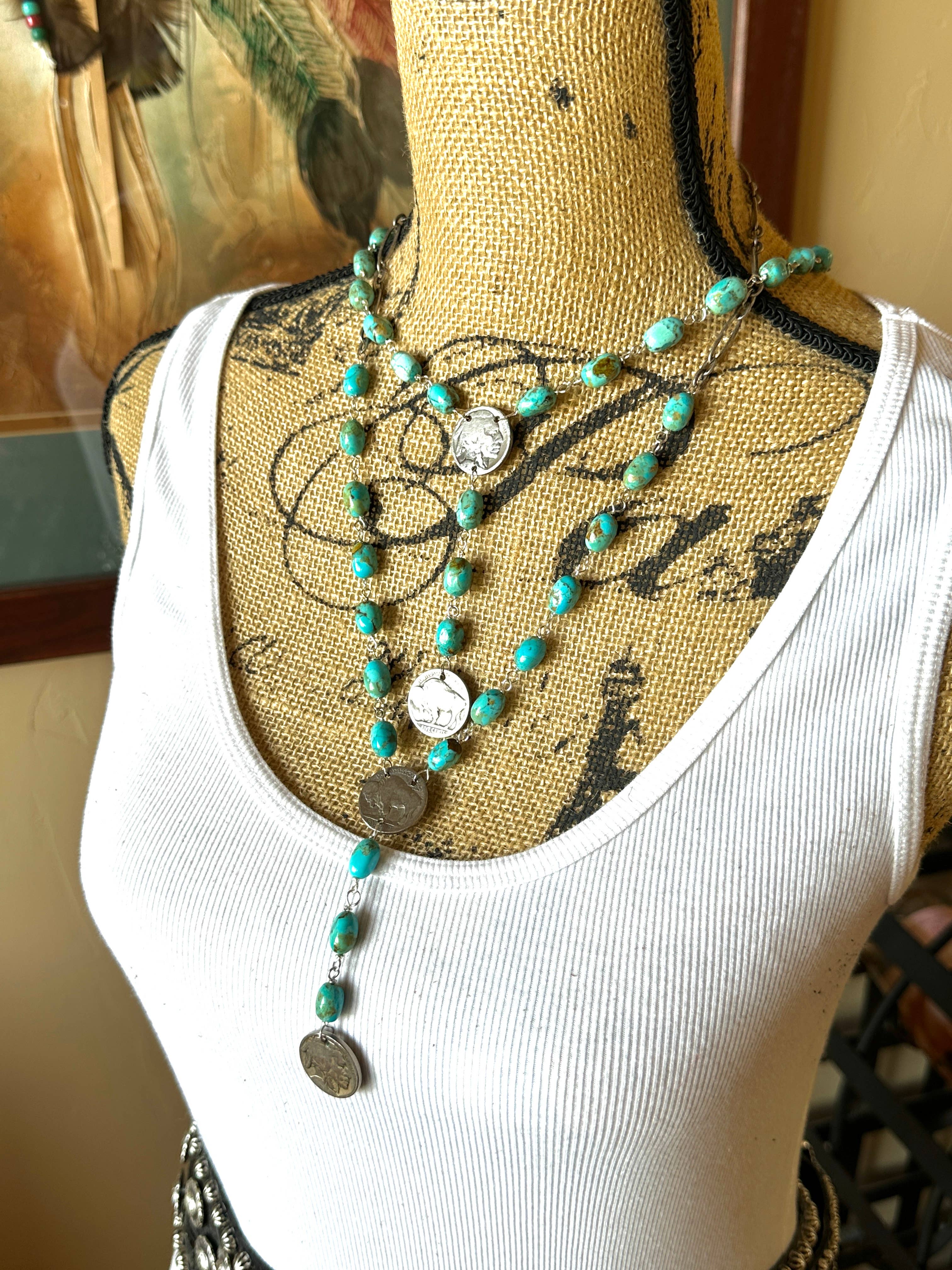 Fleurdesignz Western Jewelry – Engroshandel Lariat/Y-hal halskæde – AAA Kingman turkis justerbar lariat2