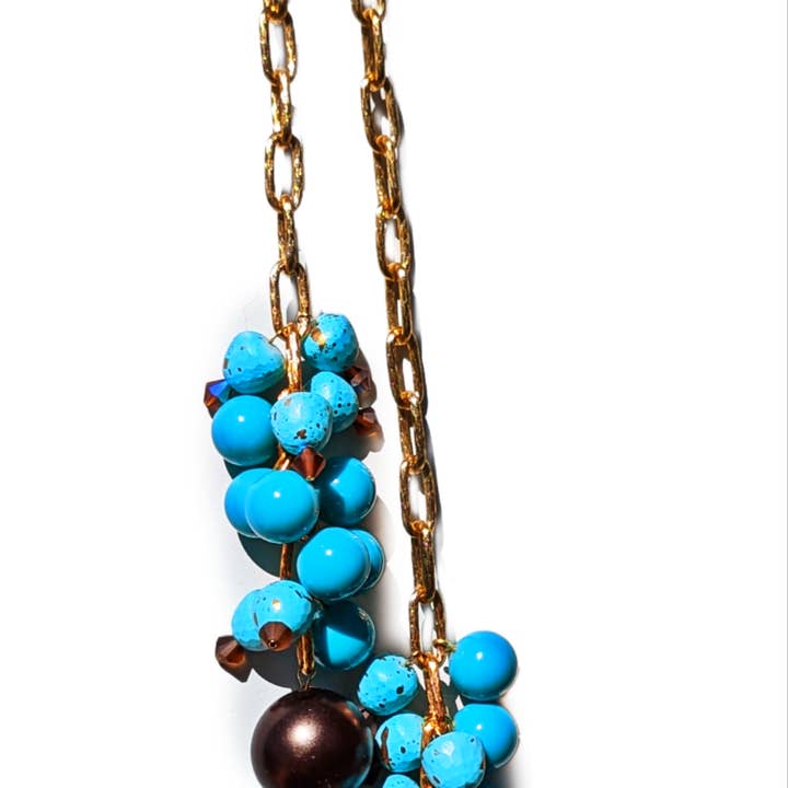 Gay Isber Designs - Wholesale Pendant/Charm Necklace - All Vintage Turqouise Browns Long Tie Necklace Gay Isber one of a kind USA