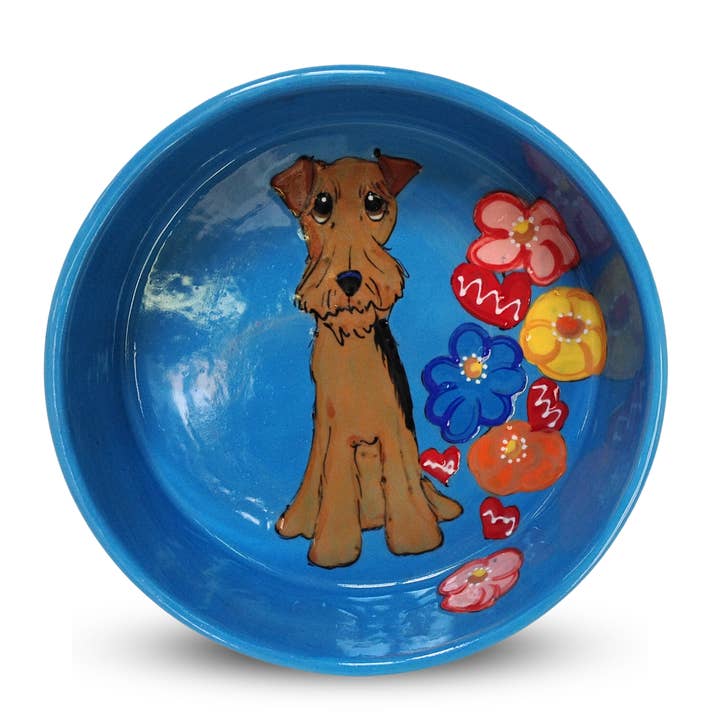 Airedale Terrier | Taça Cão de Cerâmica Pintada à Mão por atacado de Faux Paw Productions