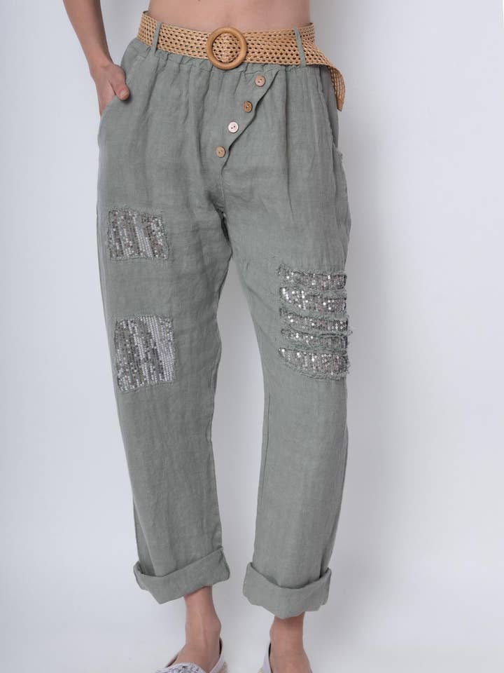 CENTO UNO ITALY - Wholesale Pants - Women's - FC-45420 woman's linen pants 0