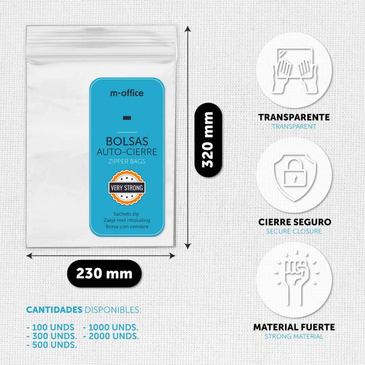 MEDEL OFFICE - Vendita all'ingrosso Involucro/sacchetto per alimenti - MEDEL OFFICE 300 sacchetti ermetici trasparenti multiuso1