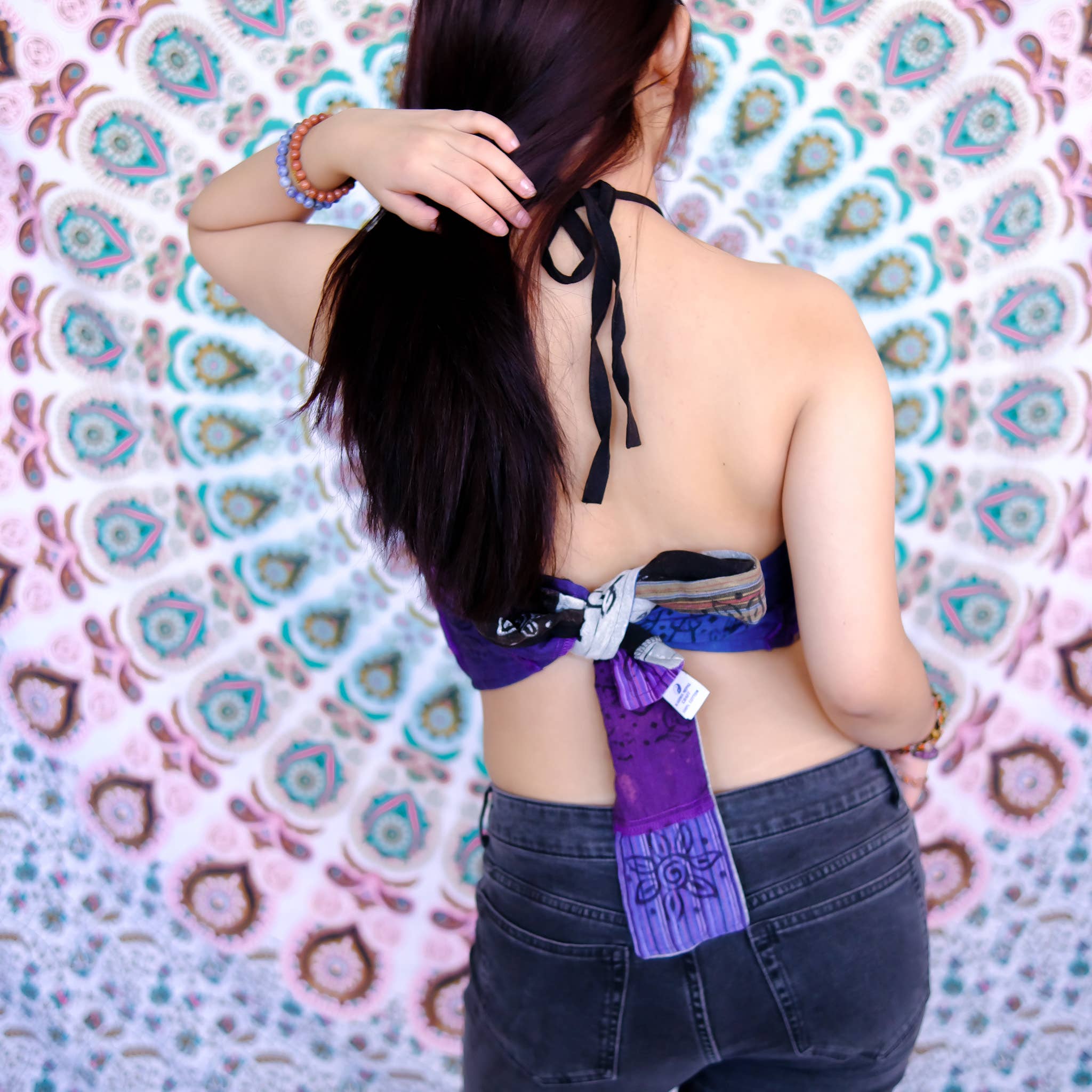 Karma Nepal Crafts – Blusa - Mulher por atacado – Tampo traseiro reversível em algodão com encosto em retalhos6