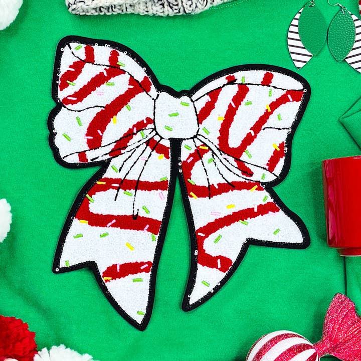 Patch à nœud en chenille Snack Cake pour la vente par Trendy Transfers