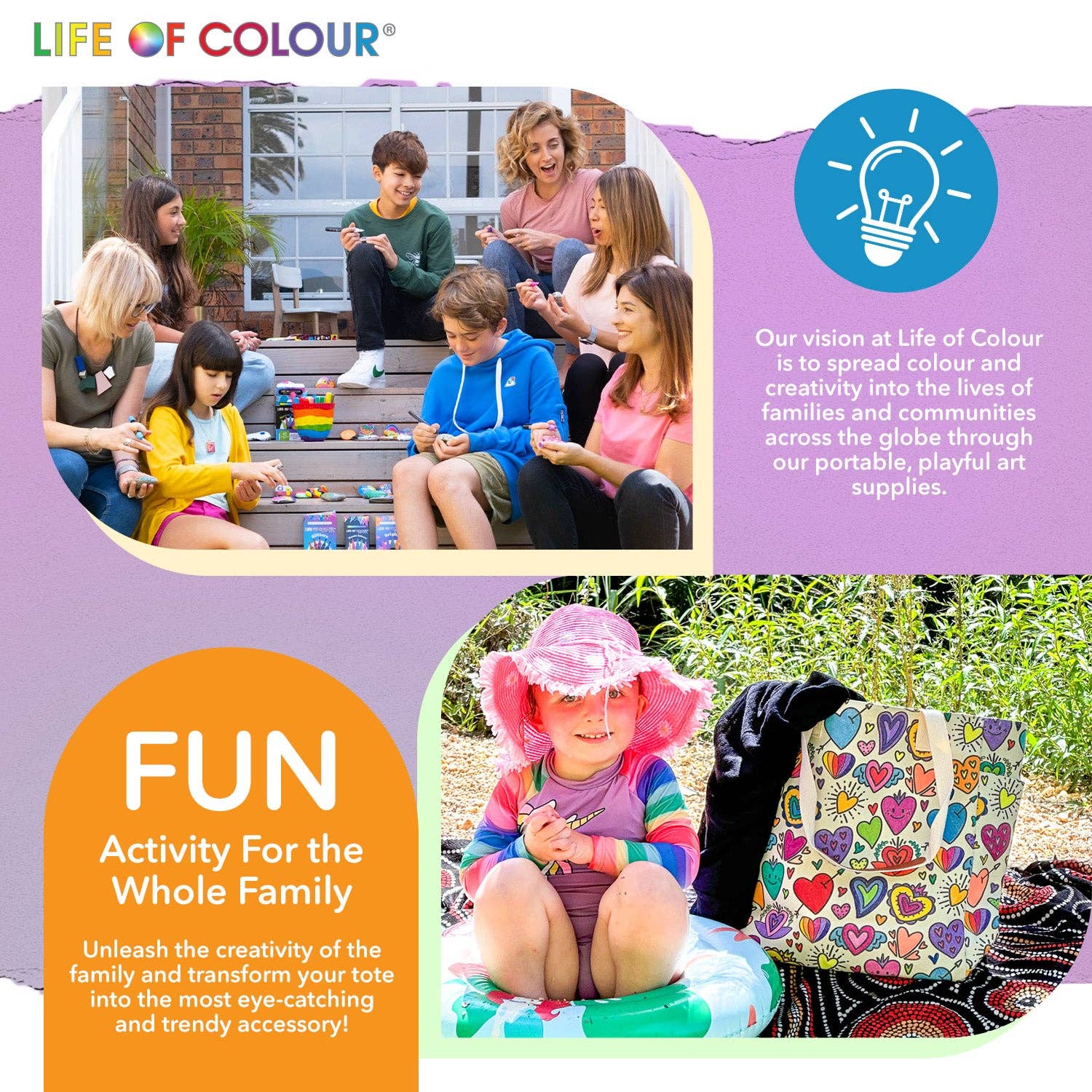 Life of Colour - Venta al por mayor Bolsa grande - Unisex - Bolsa para garabatos DIY, diseño de corazones de amor12