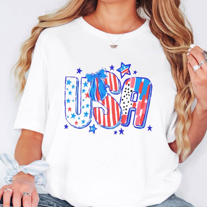 USA 4th of July Graphic Tee for wholesale by Happy Mail Wholesale