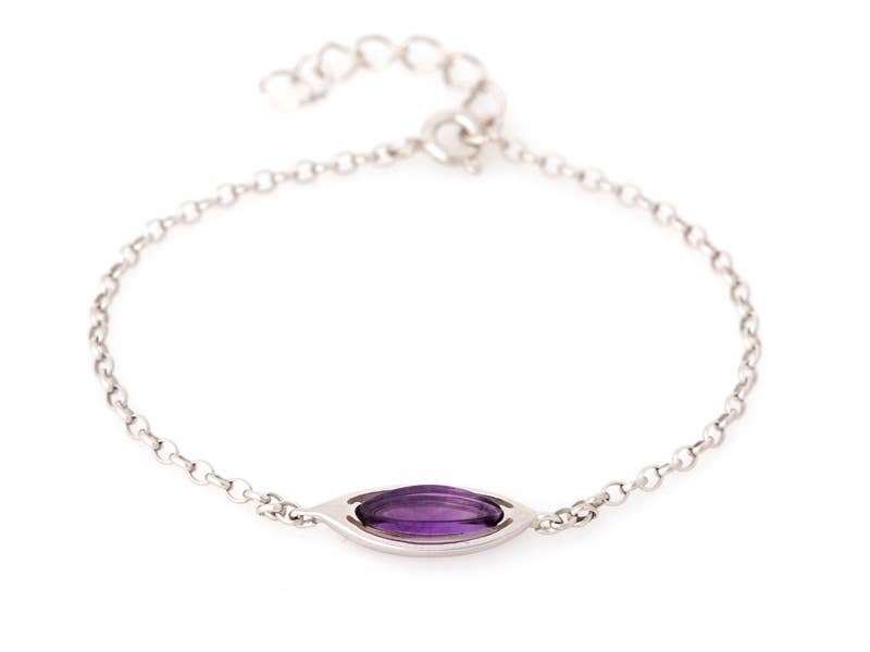 Violet Purple amethyst shuttle bracelet, silver 925, 17+3 cm for wholesale on Faire0