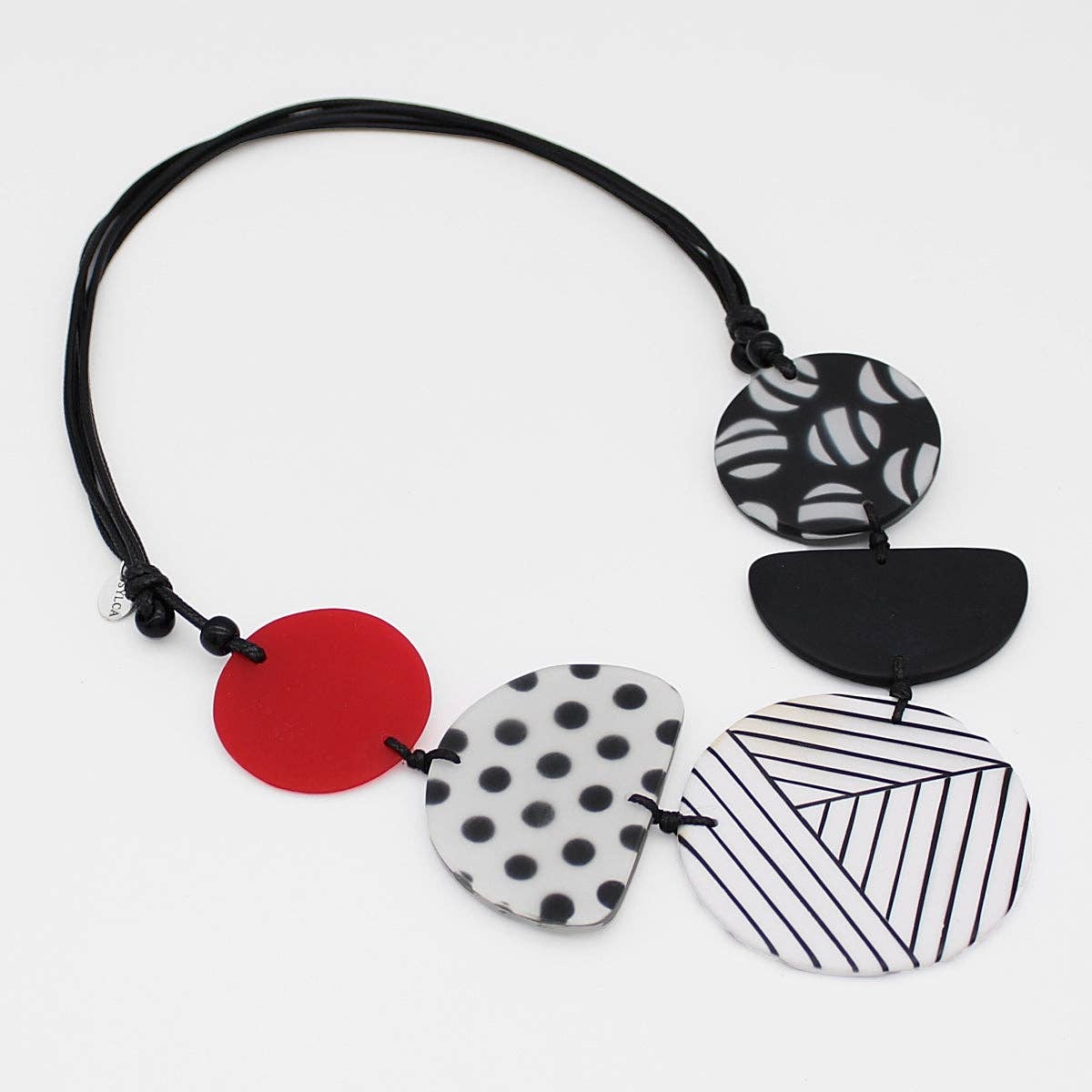 Sylca Designs - Wholesale Bib Necklace - Black White and Red Palma Necklace2