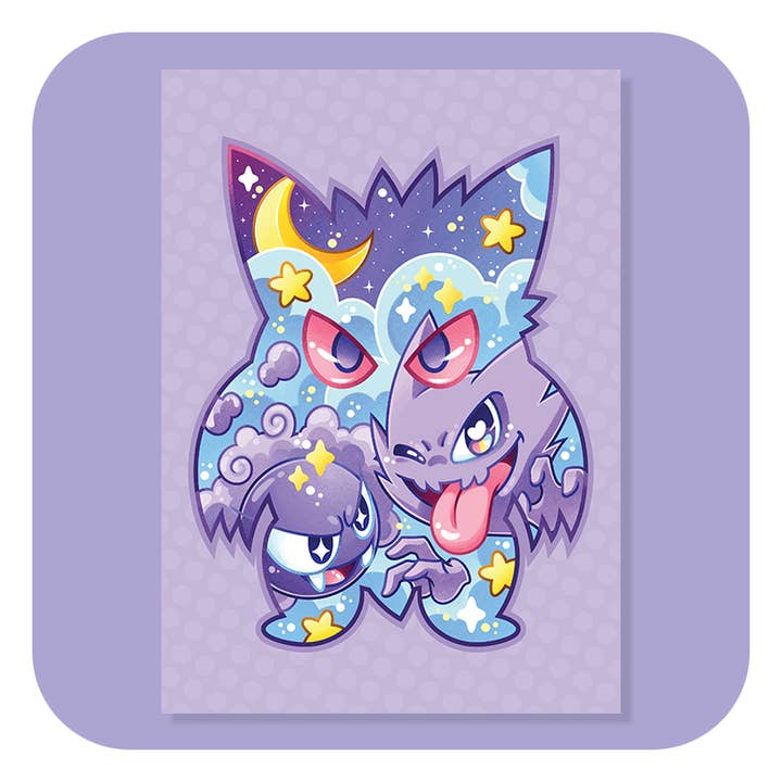 Magical Silhouettes Gengar A4 Print for wholesale by Gilles Bone Illustrations