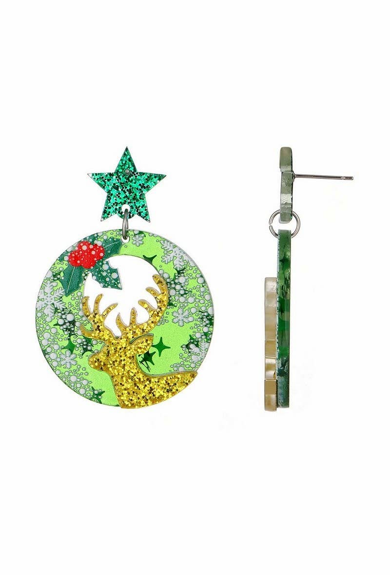 BELLE MISS - Vente Boucles d'oreilles pendantes - Cerf2 - Boucle d'oreille tige Acier0