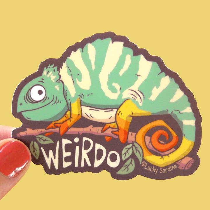 Chameleon Lizard, Weirdo Rainbow Vinyl Sticker for wholesale by Lucky Sardine