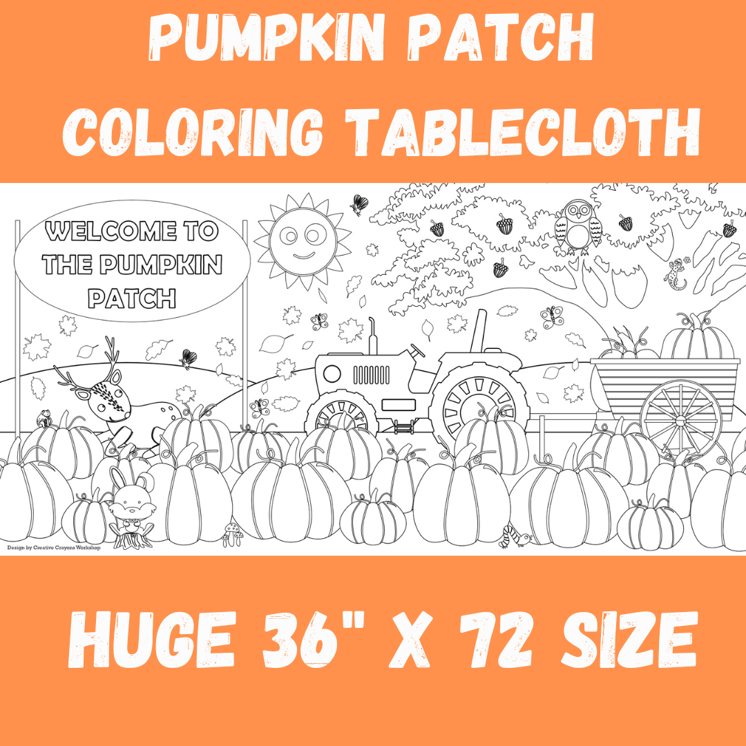 Creative Crayons Workshop - Wholesale Coloring Tablecloth - Kids & Baby - Pumpkin Patch Coloring Tablecloth | Fall Harvest Party Decor1