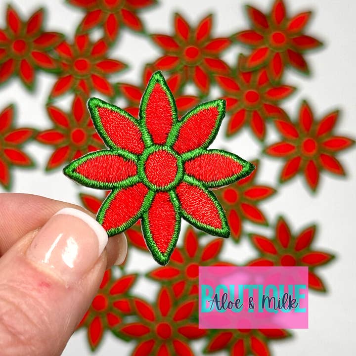 Aloe and Milk Boutique - Wholesale Patch - Kerstbloem Poinsettia, bloemenpatches, kerst0