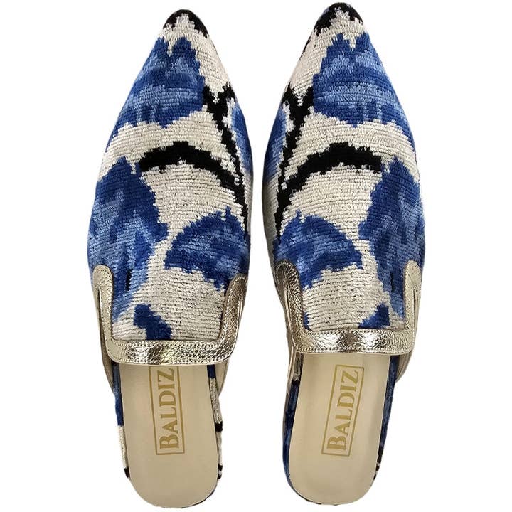 Blue and White Flower Print Amelia Slide for wholesale by Baldiz